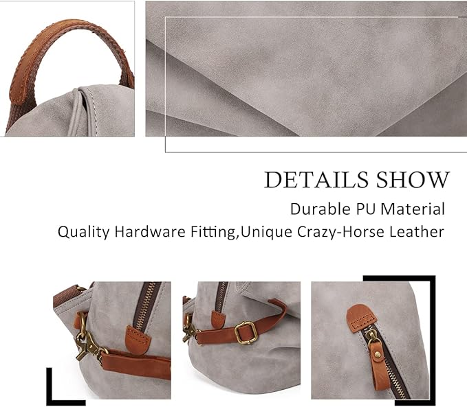 KL928 PU Leather Vintage Backpack – Large Casual Daypack Outdoor Travel Rucksack Hiking Backpacks for Men Women