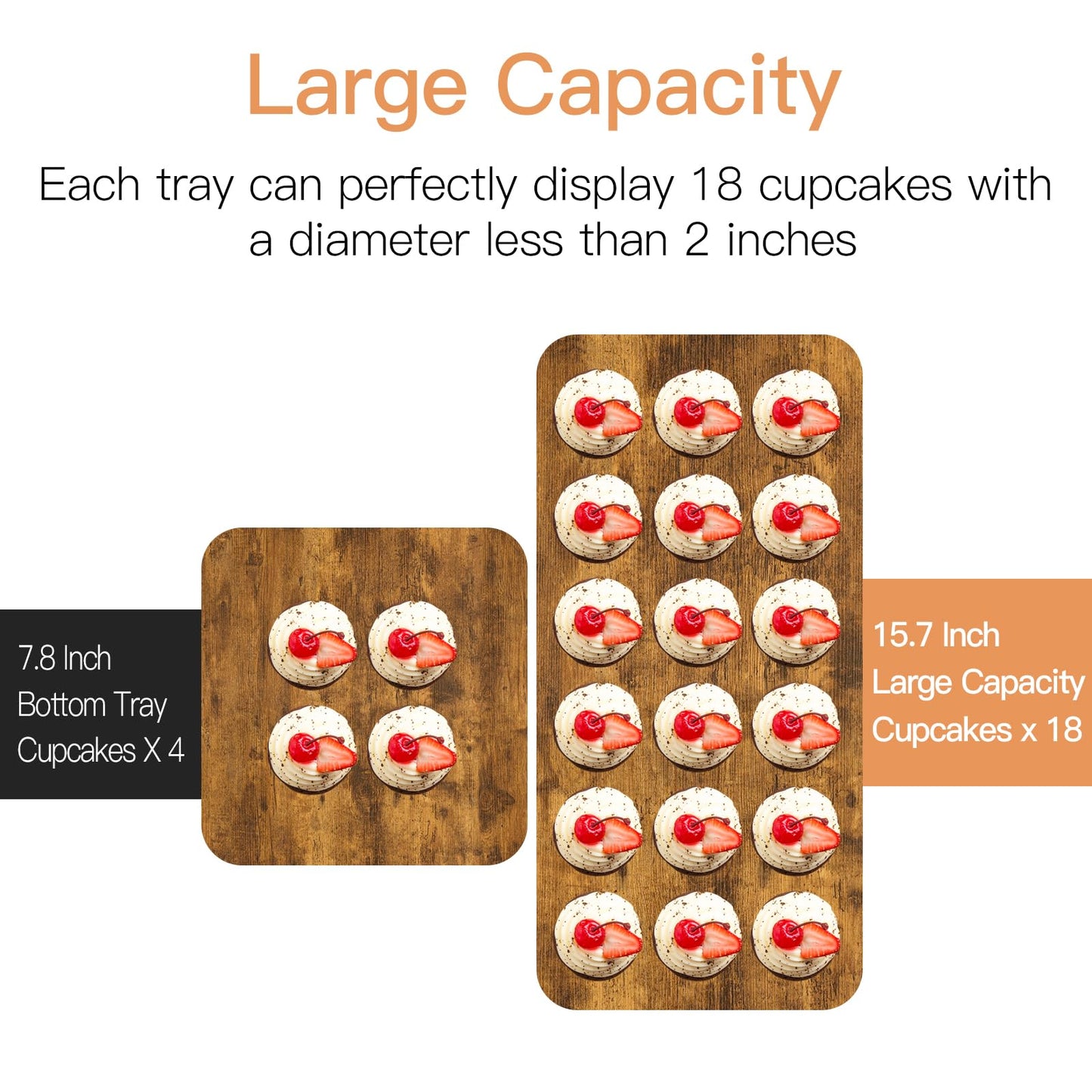 LLAXERGU Cupcake Stand for 50 Cupcakes Wooden Dessert Table Display Set Rustic Dessert Stands Rectangle Serving Tray for Party Baby Shower Birthday Graduation Wedding