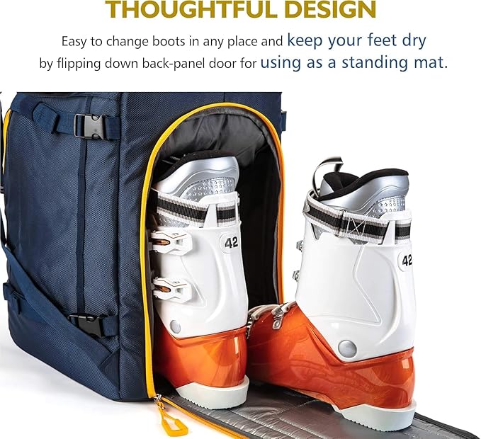 Unigear Ski Boot Bag, 70L Ski Boot Travel Backpack for Ski Helmet, Goggles, Gloves, Skis, Snowboard & Accessories（Blue）