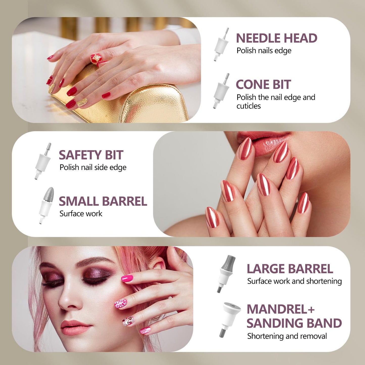 Droyek Electric Nail Drill Machine Nail Drill Electric File Nail File Kit for Beginners Acrylic Gel Nails Manicure Pedicure Polishing Shape Tool with 8 Bits Gel Nails and Home Salon Use