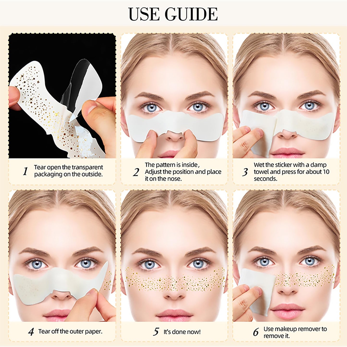 Face Glitter Freckles Tattoo, Gold Glow Up Makeup Patches, Face Glitter Makeup Speckles Patches, Cute Glitter Makeup Accessories for Women Cosmetic Glitter for Face - 20 Counts