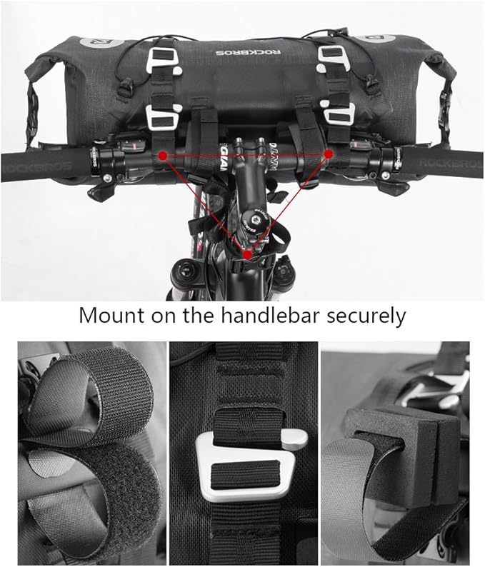 ROCKBROS Waterproof Handlebar Bags 12L-20L Bikepacking Bags Front 2 Dry Packs for MTB Road Bicycles Bikepacking Accessories