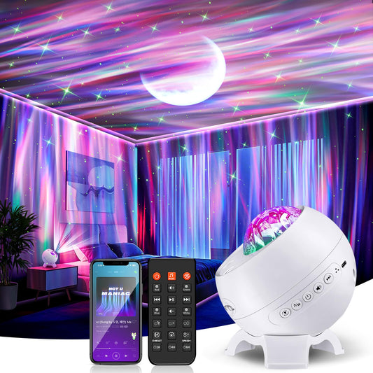 Galaxy Projector Northern Lights Projector,180 Lighting 5 Moons Star Projector Galaxy Light,15 White Noise & Bluetooth Aurora Light Projector,Remote Star Lights for Ceiling Projector for Kids Gifts