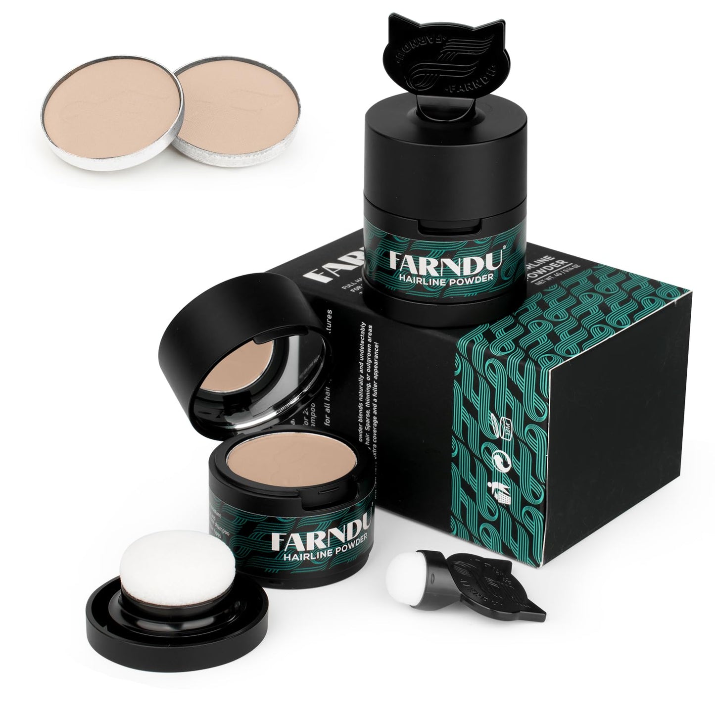Farndu Hairline Powder 12g, Instantly Hair Root Touch Up, Hair Color Powder, Bald Spots Hair Color Concealer for Women & Men, 24-Hour Stain-Proof, Includes 2 Refills, for Thinning Hair, Light Blonde