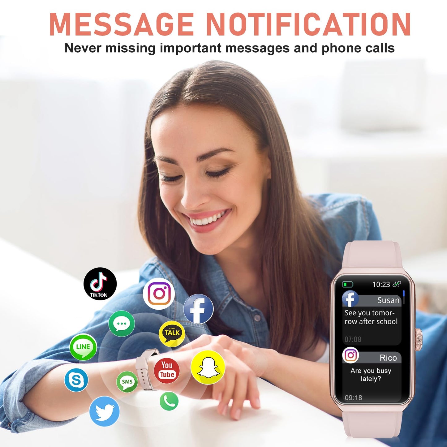 Moremore Fitness Tracker with 24/7 Heart Rate, Blood Pressure, Sleep Tracker, Calorie Tracking, Waterproof Fitness Watch, Activity Tracker with Step Tracker for Women Men, Pink