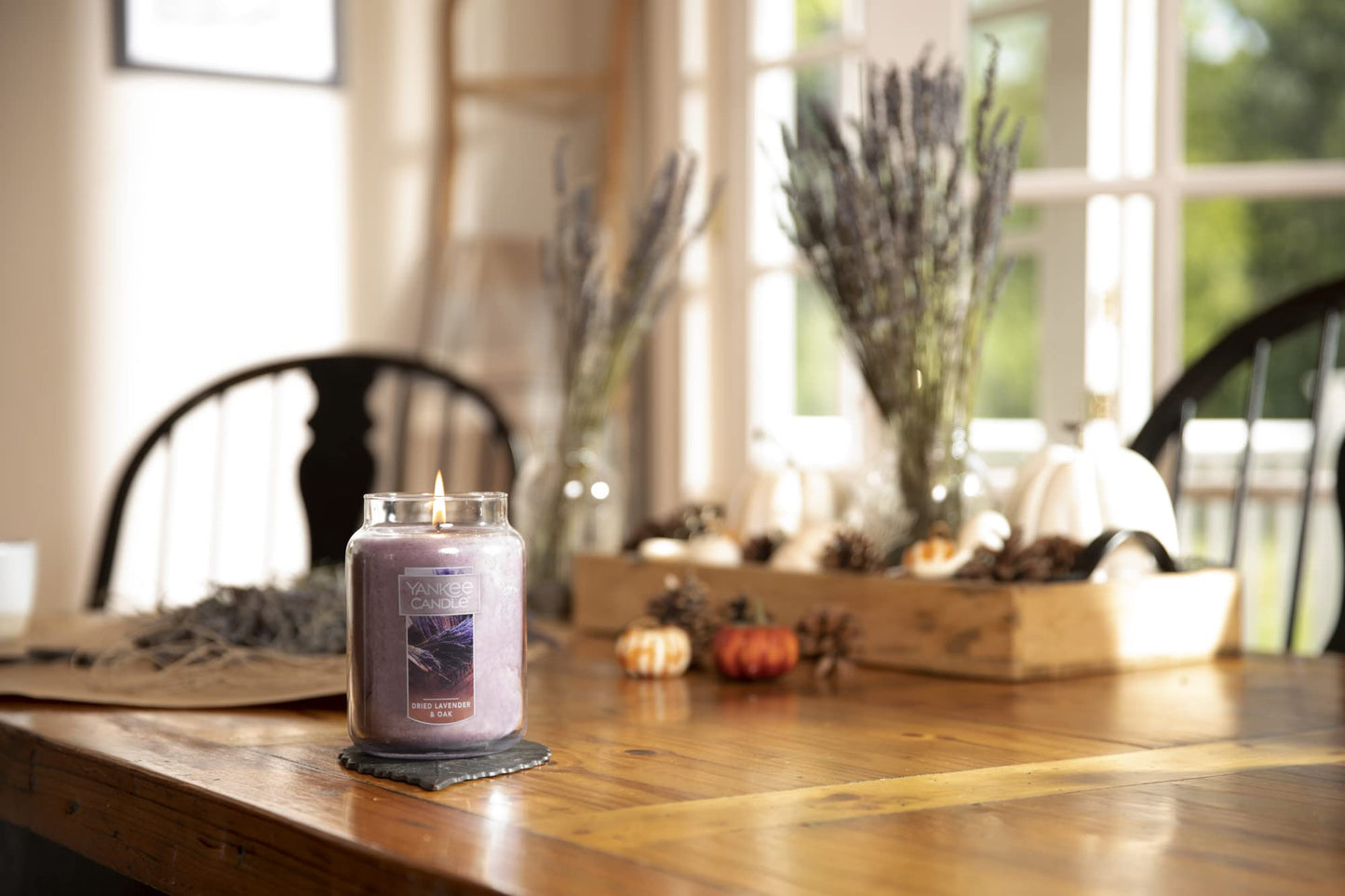 Yankee Candle Dried Lavender & Oak Scented Classic 22 Oz Large Jar Single Wick Aromatherapy Candle Over 110 Hours of Burn Time Ideal for Creating a Welcoming Home Perfect for Gifting