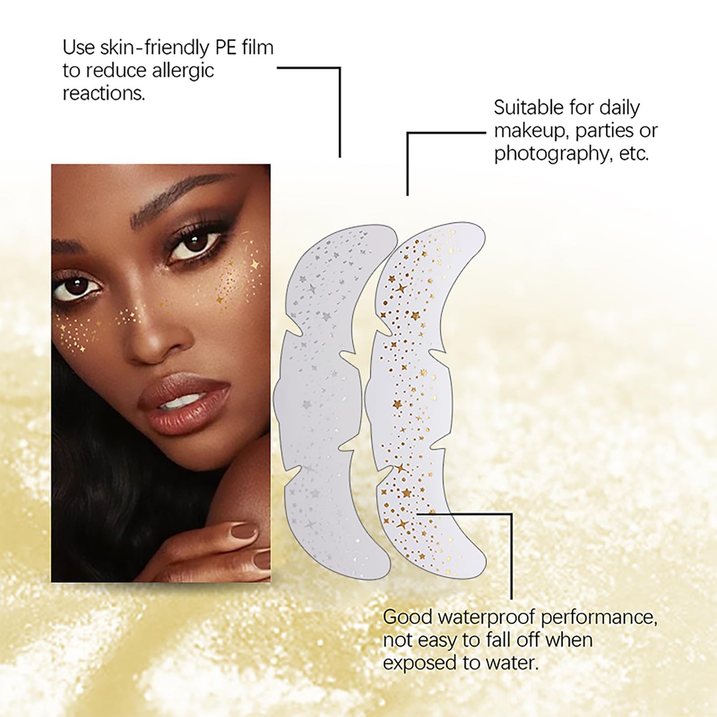 Face Glitter Freckles Tattoo, Sliver Glow Up Makeup Patches, Face Glitter Makeup Speckles Patches, Cute Glitter Makeup Accessories for Women Cosmetic Glitter for Face - 10 Counts (Sliver #02)