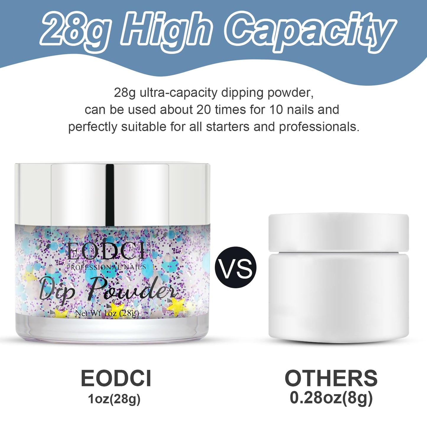 EODCI Long Lasting Nail Dip Powder Colors, Lavender Purple Blue Glitter Dipping Powder - No Needed Led Lamp - Art Starter Manicure Beginner DIY Salon Home Gift 1oz