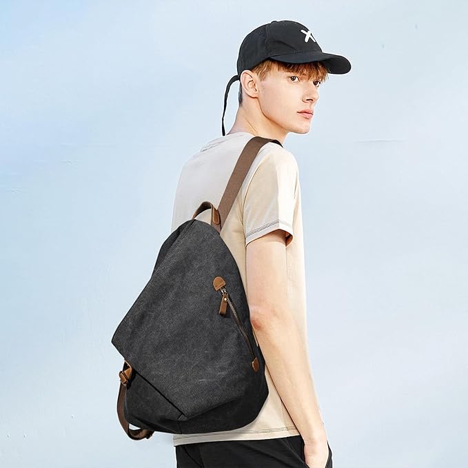 KL928 Canvas Vintage Backpack – Large Casual Daypack Outdoor Travel Rucksack Hiking Backpacks for Men Women