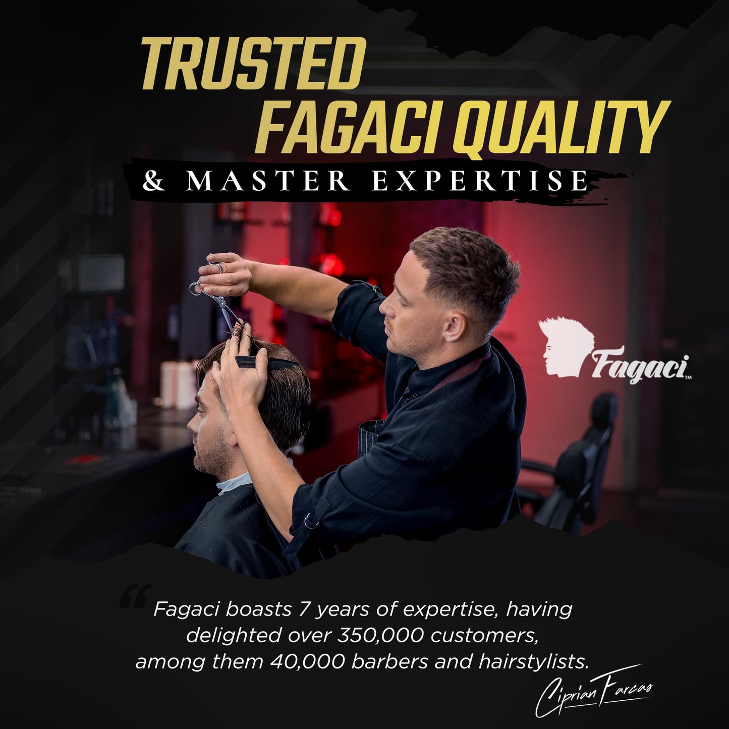 Fagaci Professional Hair Cutting Scissors Left 6” Japanese Steel for Ultra-Precise Cuts, Razor Sharp Blades Hair Scissors for Women & Men, Extreme Durability Hair Shears, Hair Cutting Barber Scissors