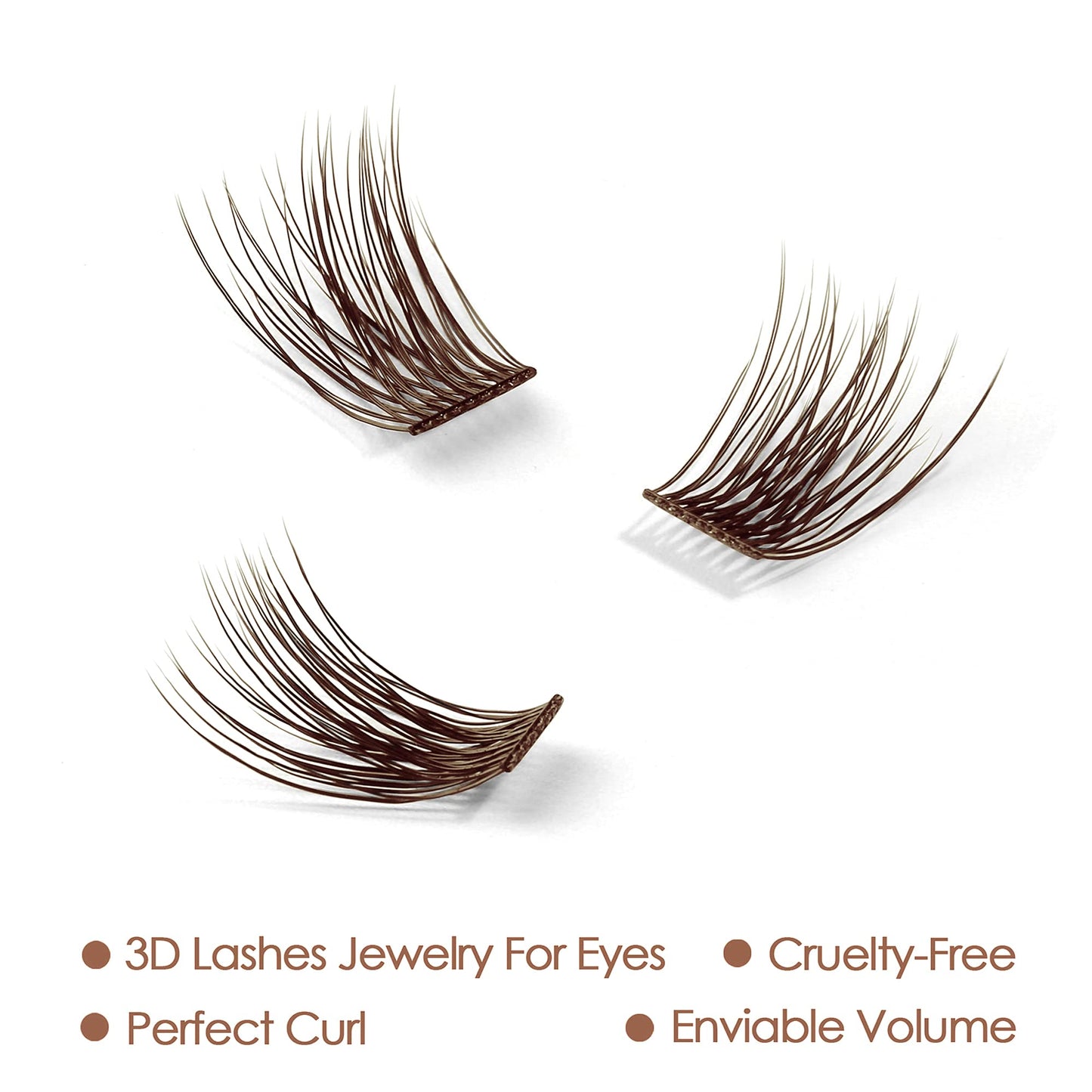 DIY Eyelash Extension, 3D Effect Individual Melt Flare Lash Cluster Natural Lashes Set, Home Eyelash Extension, Lashes Pack (10MM-Amber)
