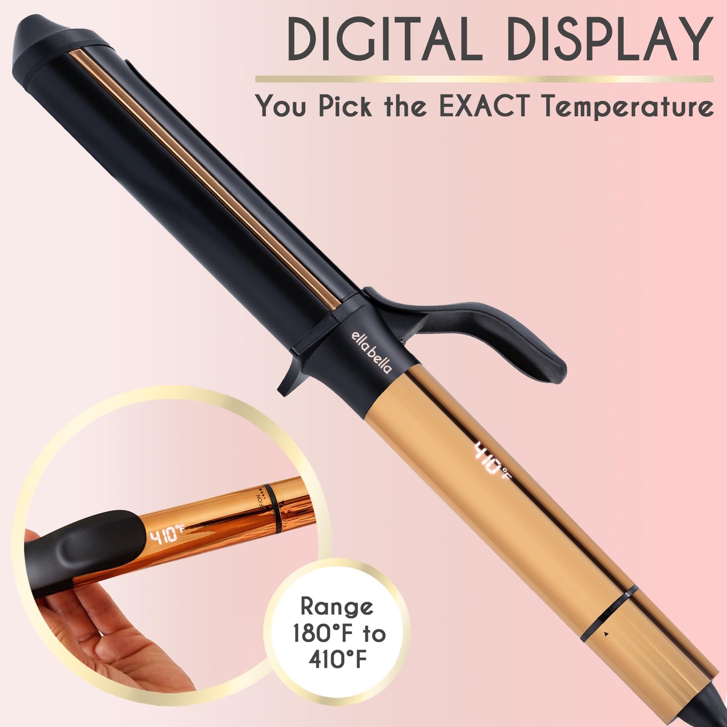 ELLA BELLA® Curling Iron 1.5" • Professional Hair Curler • 1.5 inch Curling Iron • Ceramic Curling Irons • Transform Your Look in Seconds • Suitable for All Hair Types • Say Goodbye to Heat Damage