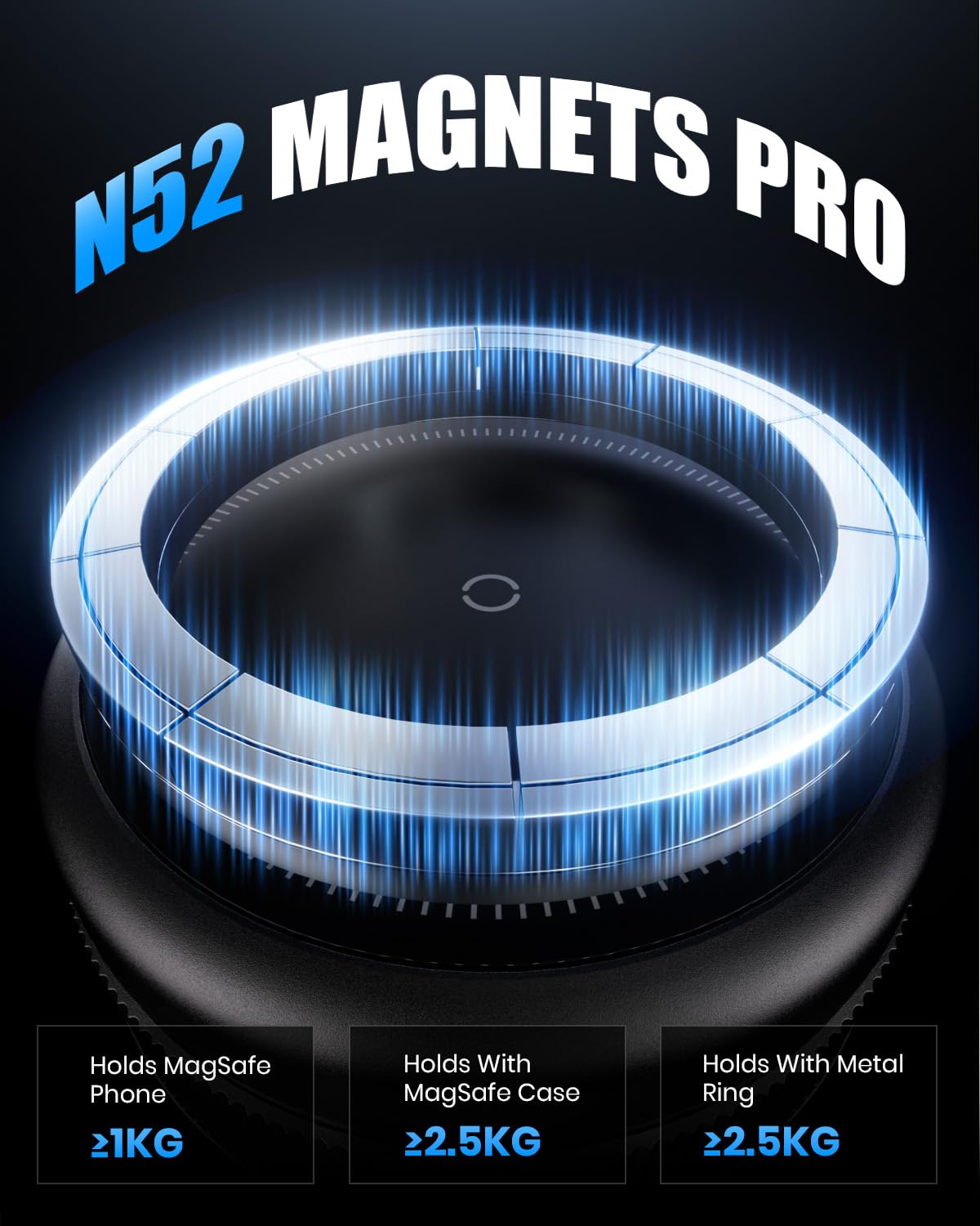 2026 Upgraded 360° Vacuum Magnetic Car Phone Holder for Magsafe [96+LBS Strongest Suction & 2800gf Strongest Magnetic], Adjustable Car Phone Mount for Your Car/Gym/Mirror/Shower for iPhone & Android