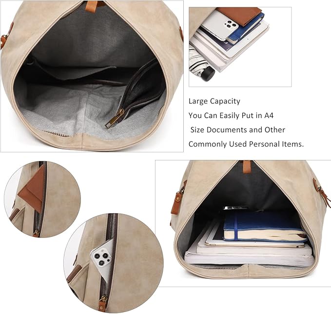 KL928 PU Leather Vintage Backpack – Large Casual Daypack Outdoor Travel Rucksack Hiking Backpacks for Men Women