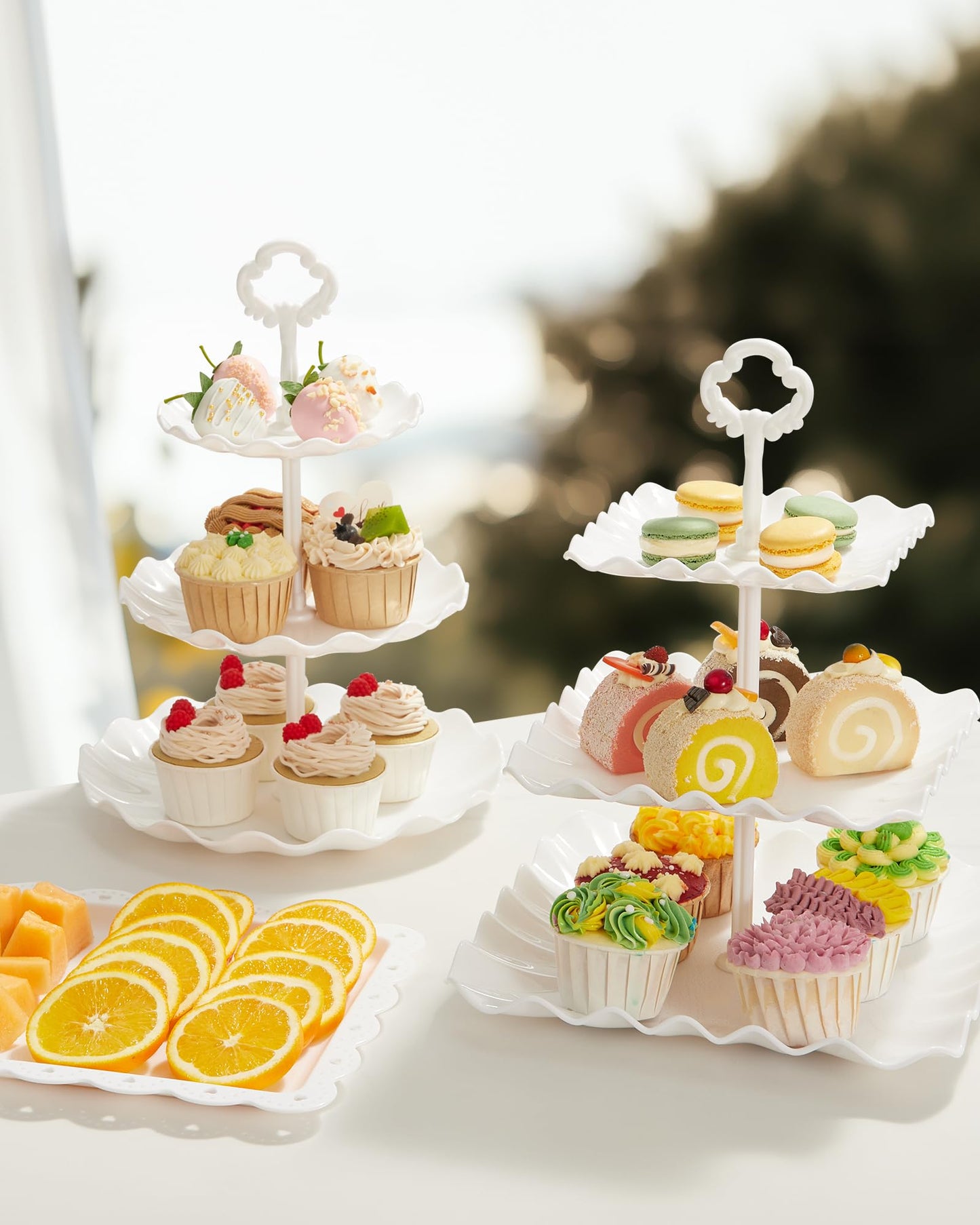 Kootek Dessert Cupcake Stand, 10pcs Dessert Table Display Set, 3 Tiered Cup Cake Holder Tower Stand& Cookie Serving Trays for Wedding, Tea Party, Birthday, Baby Shower