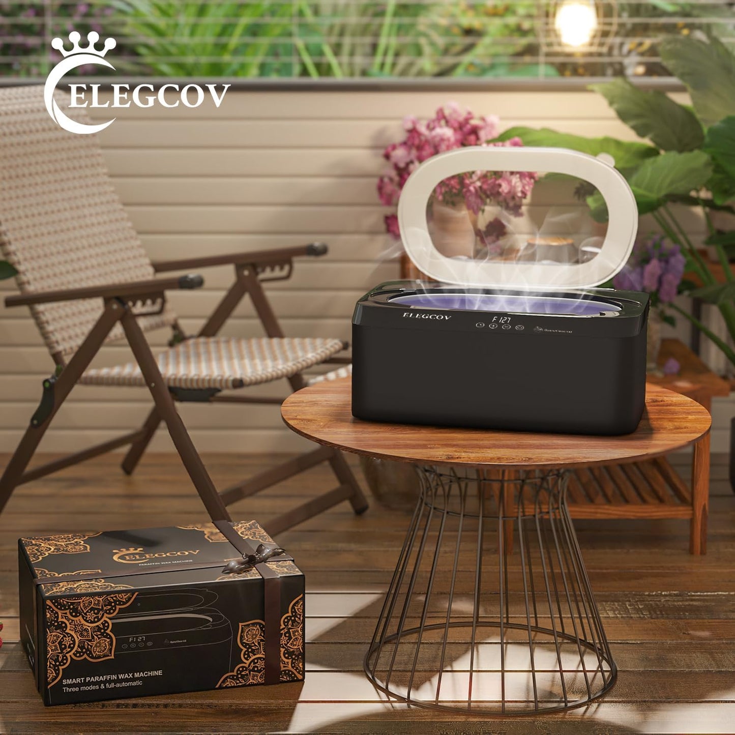 ELEGCOV Paraffin Wax Machine for Hand and Feet, 4500ml Paraffin Warmer with 8 Pack Paraffin Wax Refills, Precision Temperature Control for Reservation Paraffin Wax Bath, Fast Wax Meltdown, Black