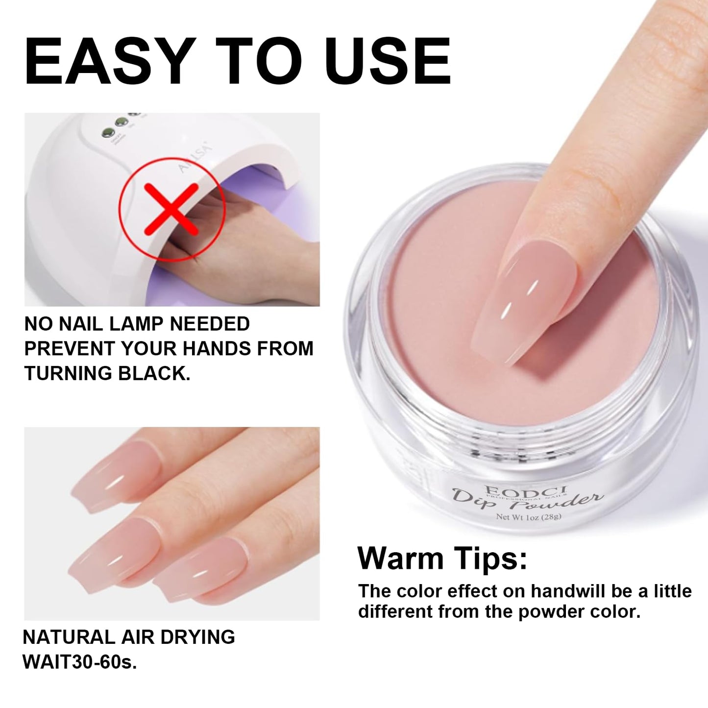 EODCI Long Lasting Nail Dip Powder Colors, Lavender Purple Blue Glitter Dipping Powder - No Needed Led Lamp - Art Starter Manicure Beginner DIY Salon Home Gift 1oz