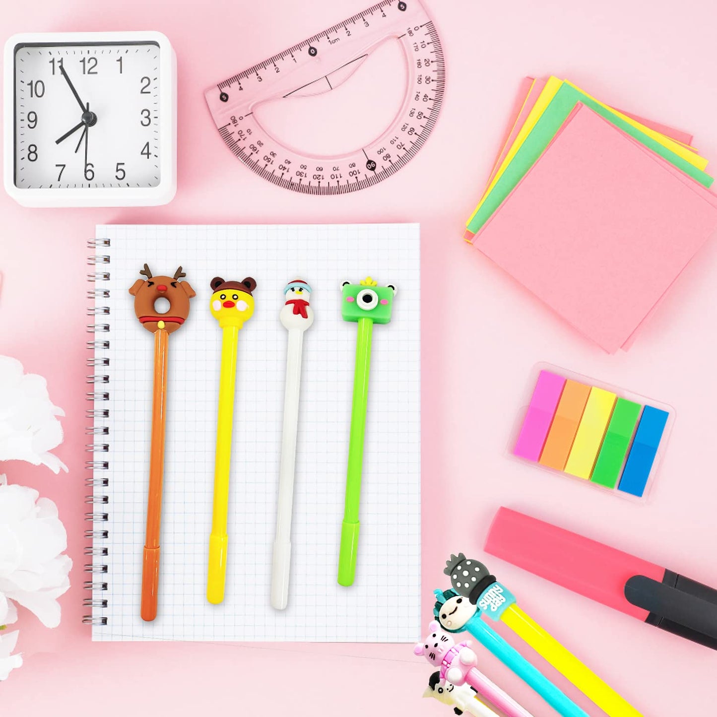 Muiyaneq 70 Pieces Cute Cartoon Gel Ink Pens,Random Novelty Kawaii Pens,Cool Assorted Styles Writing Pen for Kids,School Office Home Supplies,Gift