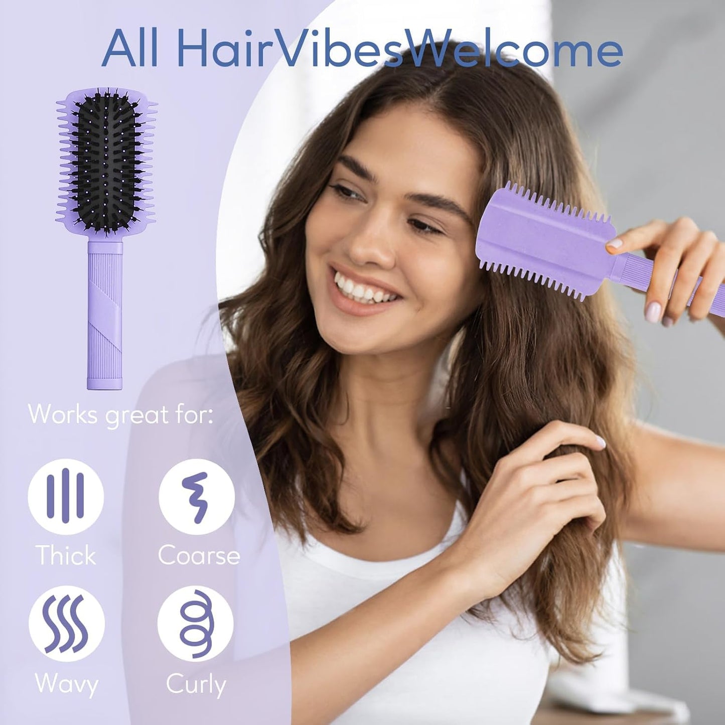Curly Hair Brush 2 Pack, Volume Curl Defining Brush for Effortlessly Detangling Shaping and Styling Women's Curls, Reduce Pulling (Green+Purple)
