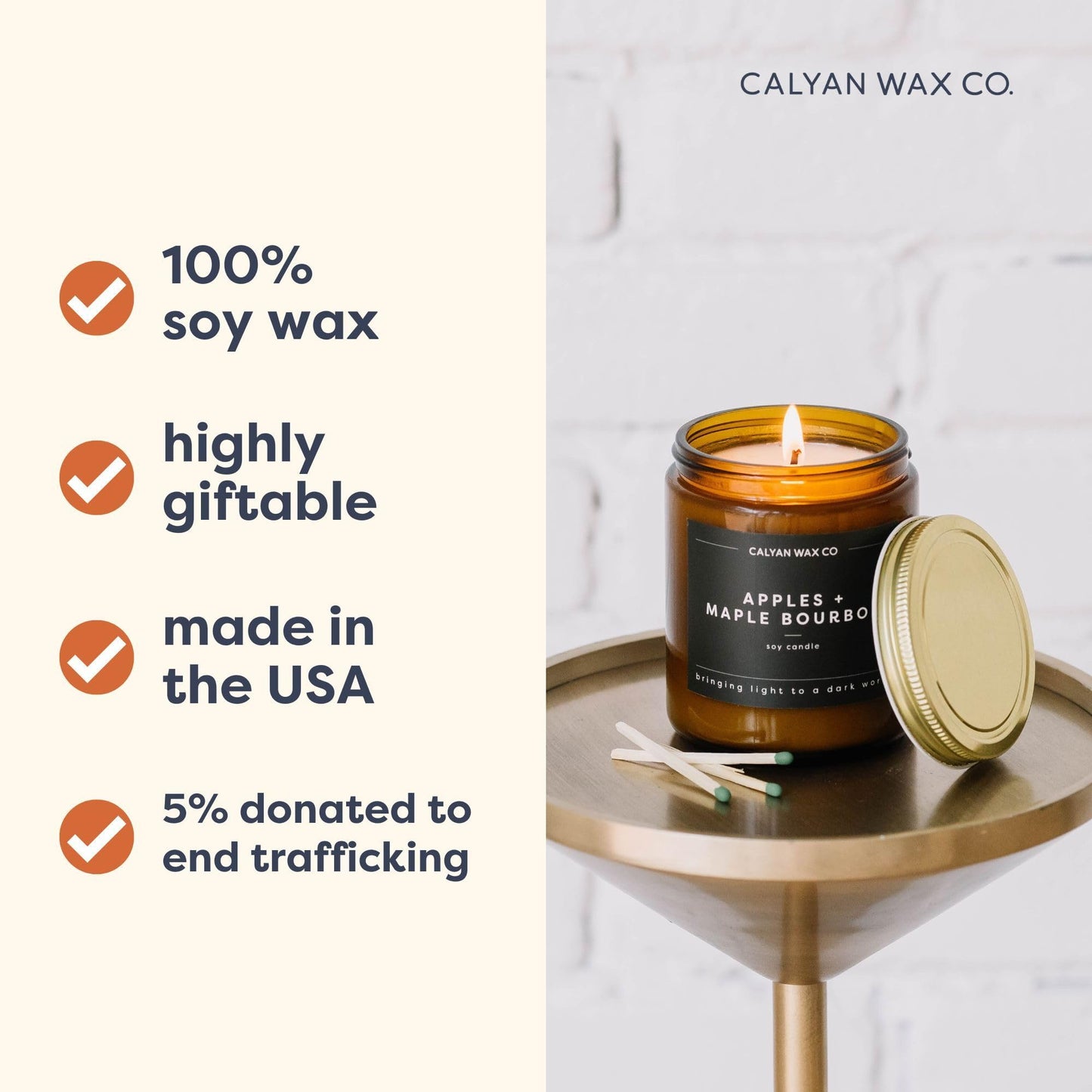 Calyan Wax Co. Soy Wax Candle, Passionfruit + Ginger Scented Candle, 57 Hour Burn Time, Aromatherapy Soy Candles, Non Toxic & Vegan Soy Wax, Amber Glass Jar Scented Candles, 7.2oz