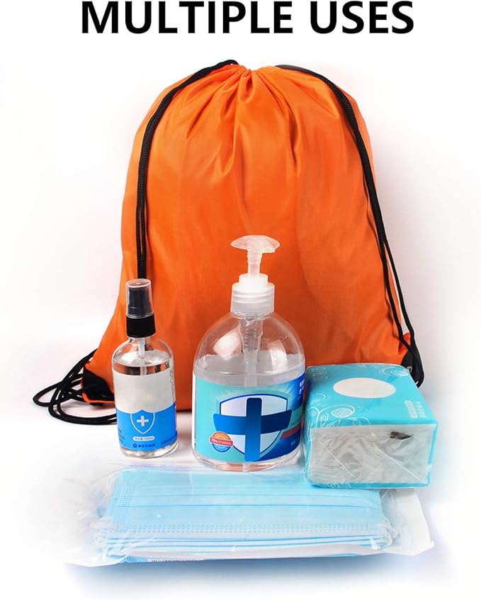 GoodtoU Draw String Sport Bag 24 Pcs Draw String Back Sack Drawstring Gym Bag Cinch Bag (Orange Green)