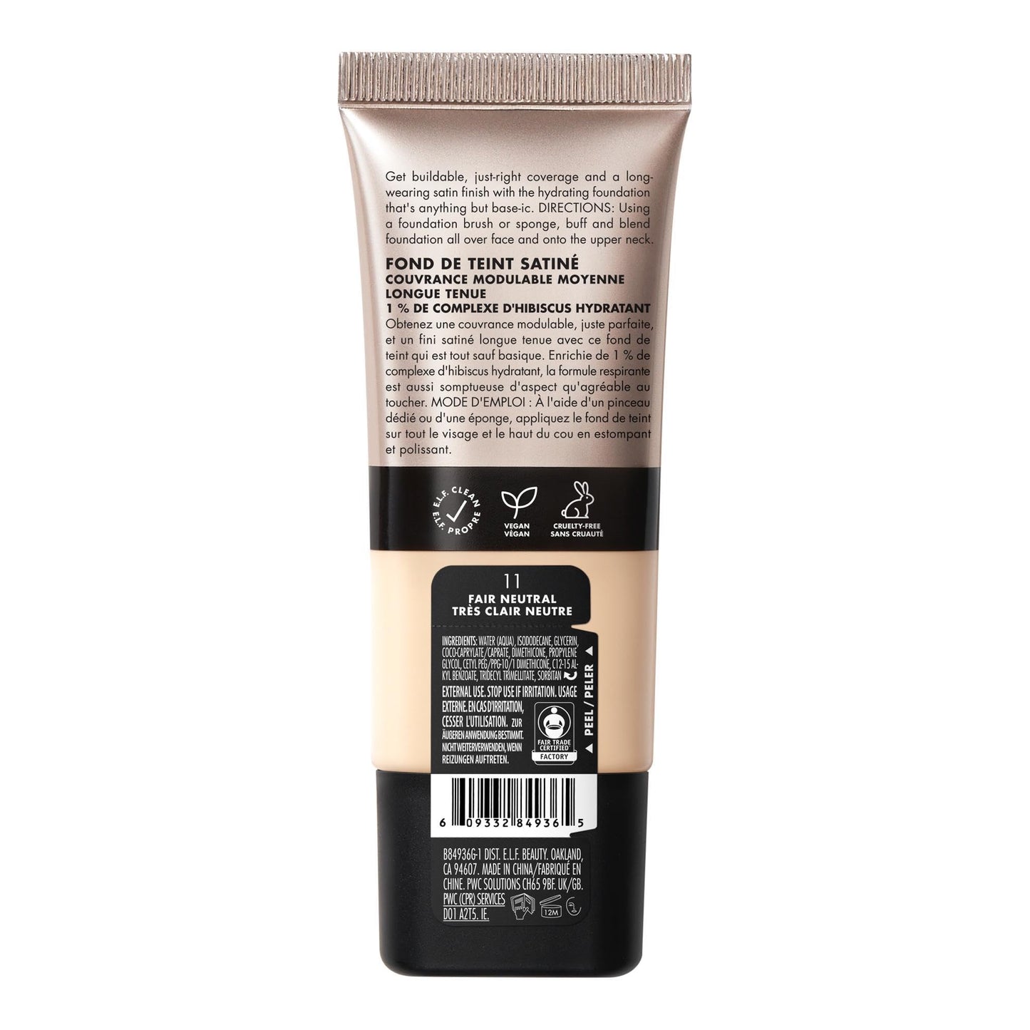 e.l.f. Soft Glam Foundation, Medium Coverage, Long-Lasting & Buildable Foundation For A Smooth, Satin Finish, Vegan & Cruelty-Free, 11 Fair Neutral
