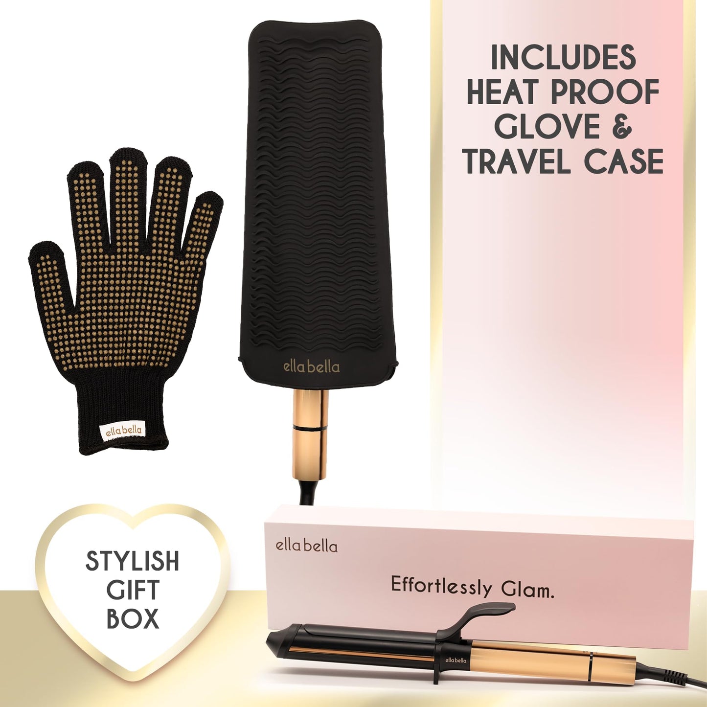 ELLA BELLA® Curling Iron 1.5" • Professional Hair Curler • 1.5 inch Curling Iron • Ceramic Curling Irons • Transform Your Look in Seconds • Suitable for All Hair Types • Say Goodbye to Heat Damage