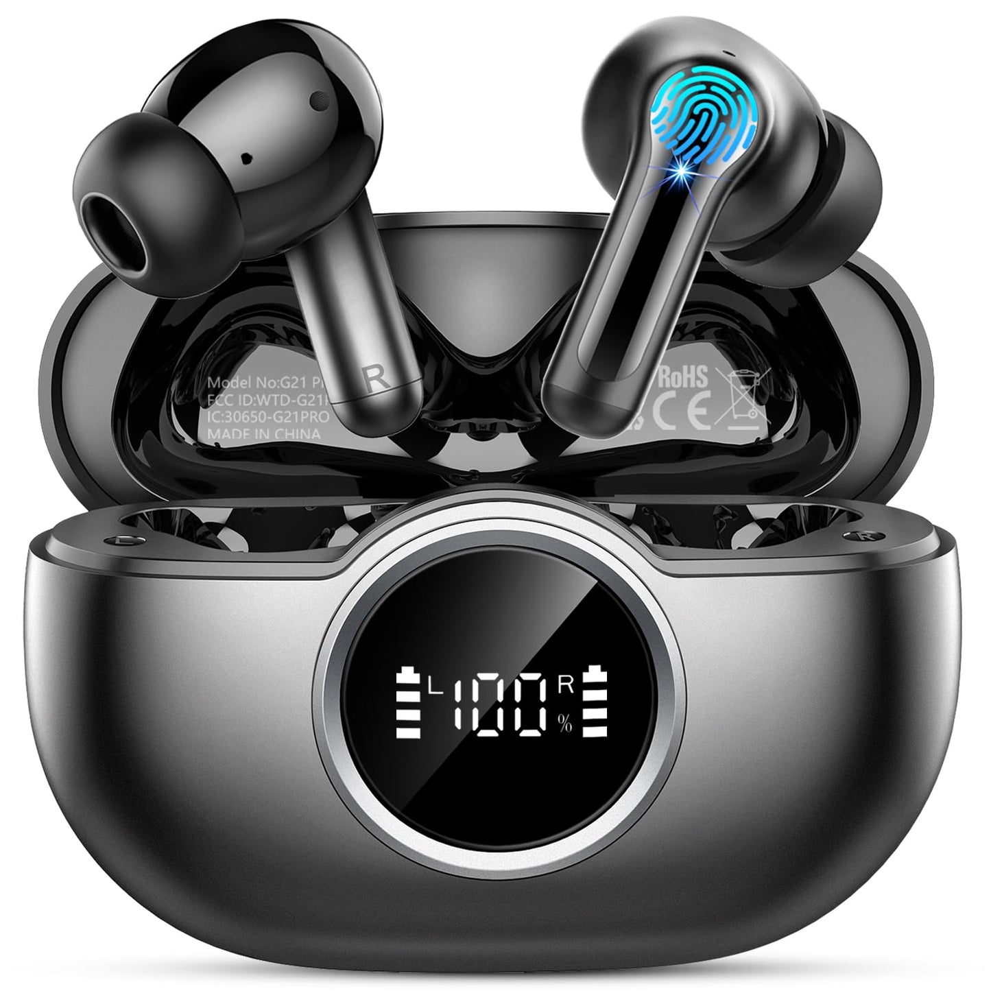 Wireless Earbuds, 2025 Bluetooth 5.4 Headphones 3D Bass Hi-Fi Stereo Ear Buds, 4 ENC Noise Cancelling Mic, 40+Hrs USB-C in-Ear Earphone, IP-X7 Waterproof Sport Workout Gym for Laptop Pad Android iOS