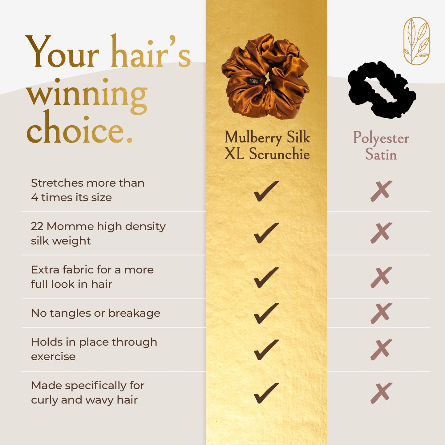 Curlfriend Collective Scrunchies for Women, Extra Large Silk Scrunchies for Curly Hair, Silk Hair Ties No Damage, Hair Accessories for Thick Hair, Ponytail Holders -Pumpkin, XL