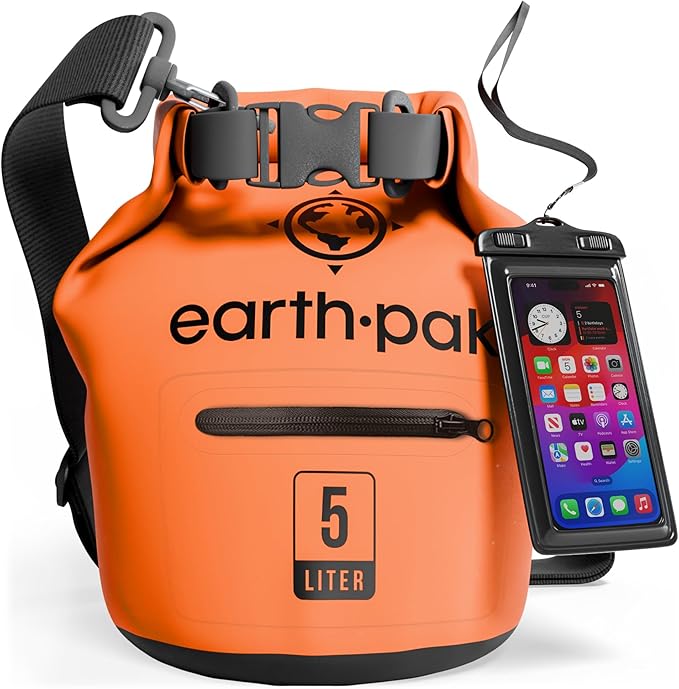 Earth Pak Waterproof Dry Bag with Zippered Pocket - Waterproof Dry Bag Backpack Keeps Gear Dry