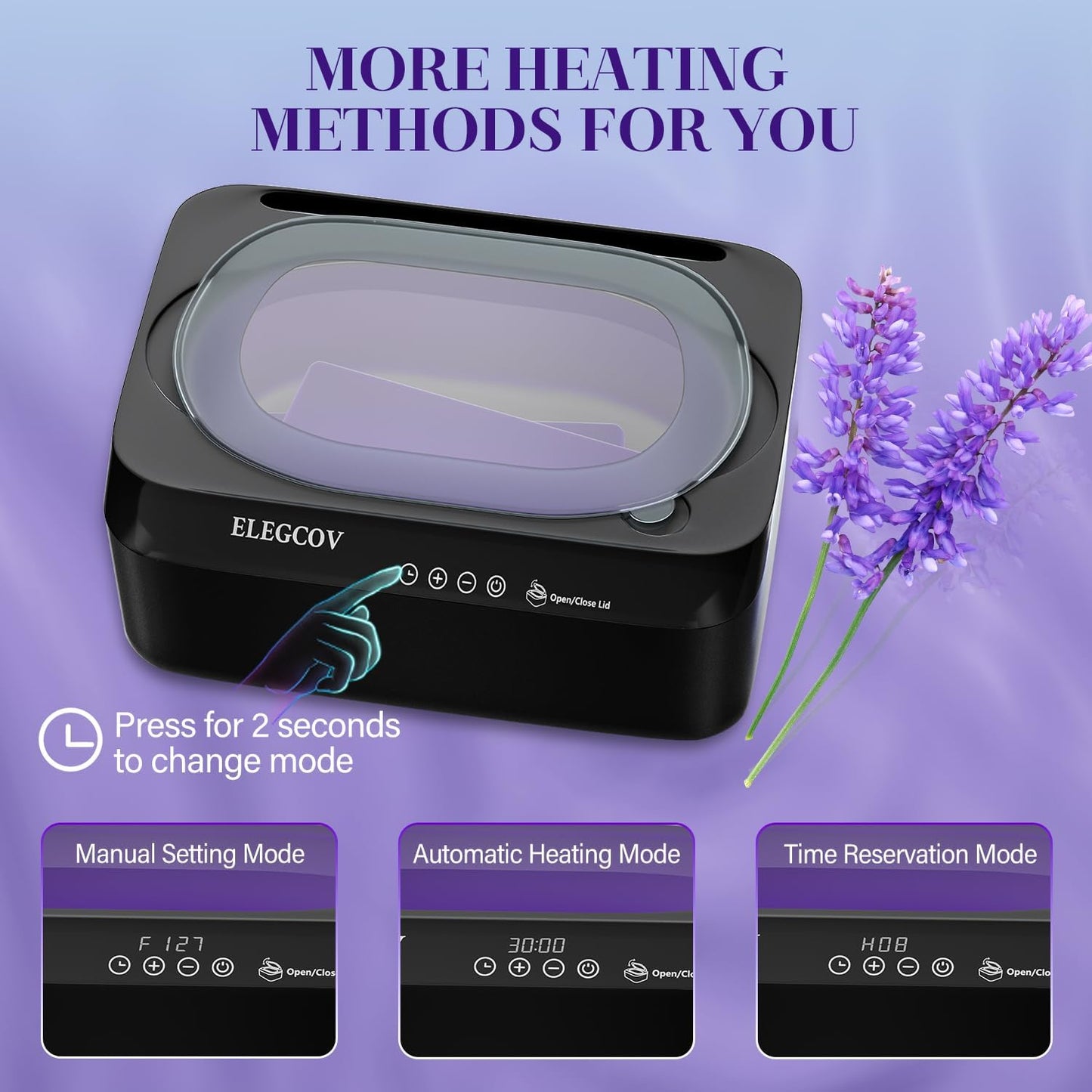 ELEGCOV Paraffin Wax Machine for Hand and Feet, 4500ml Paraffin Warmer with 8 Pack Paraffin Wax Refills, Precision Temperature Control for Reservation Paraffin Wax Bath, Fast Wax Meltdown, Black