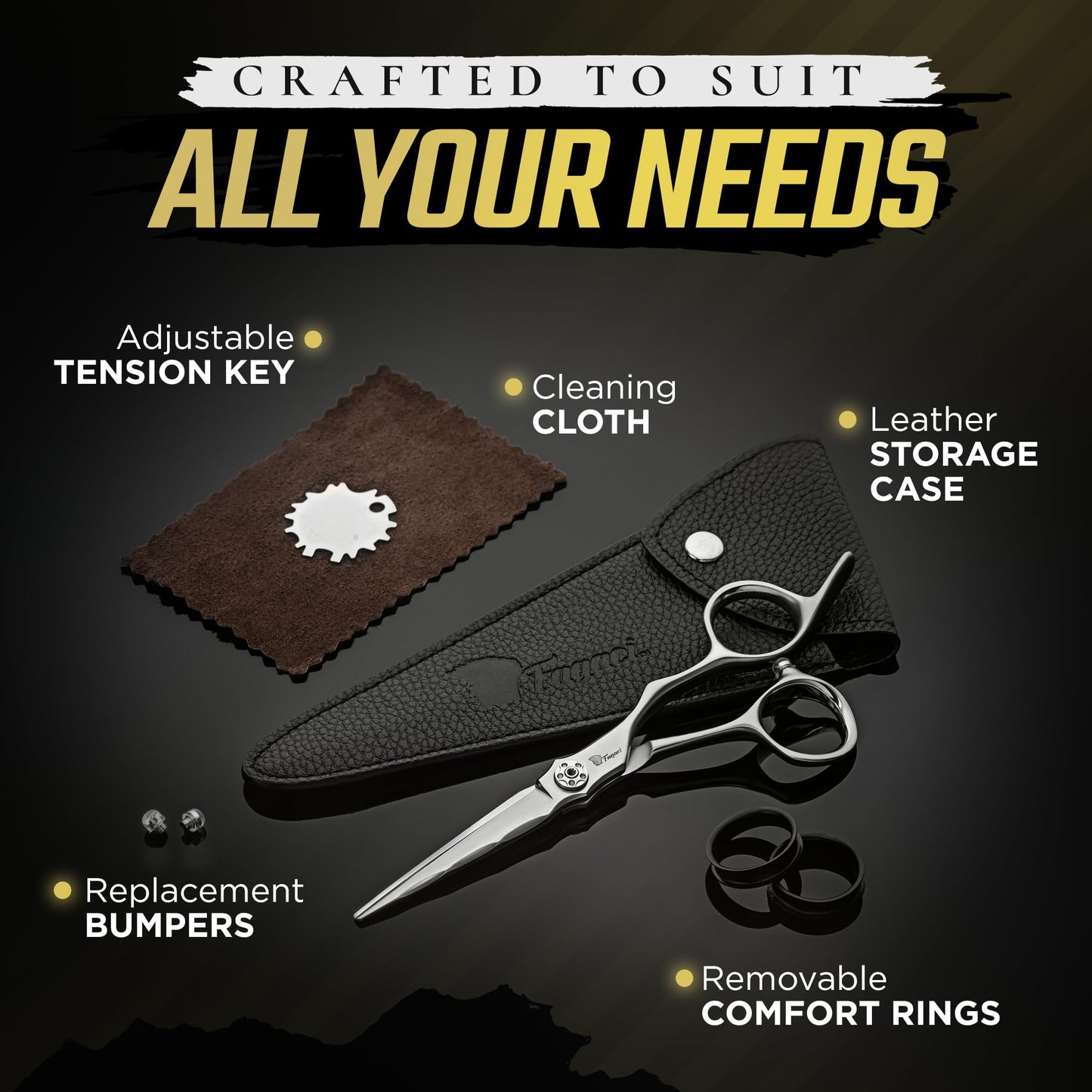 Fagaci Professional Hair Cutting Scissors Left 6” Japanese Steel for Ultra-Precise Cuts, Razor Sharp Blades Hair Scissors for Women & Men, Extreme Durability Hair Shears, Hair Cutting Barber Scissors