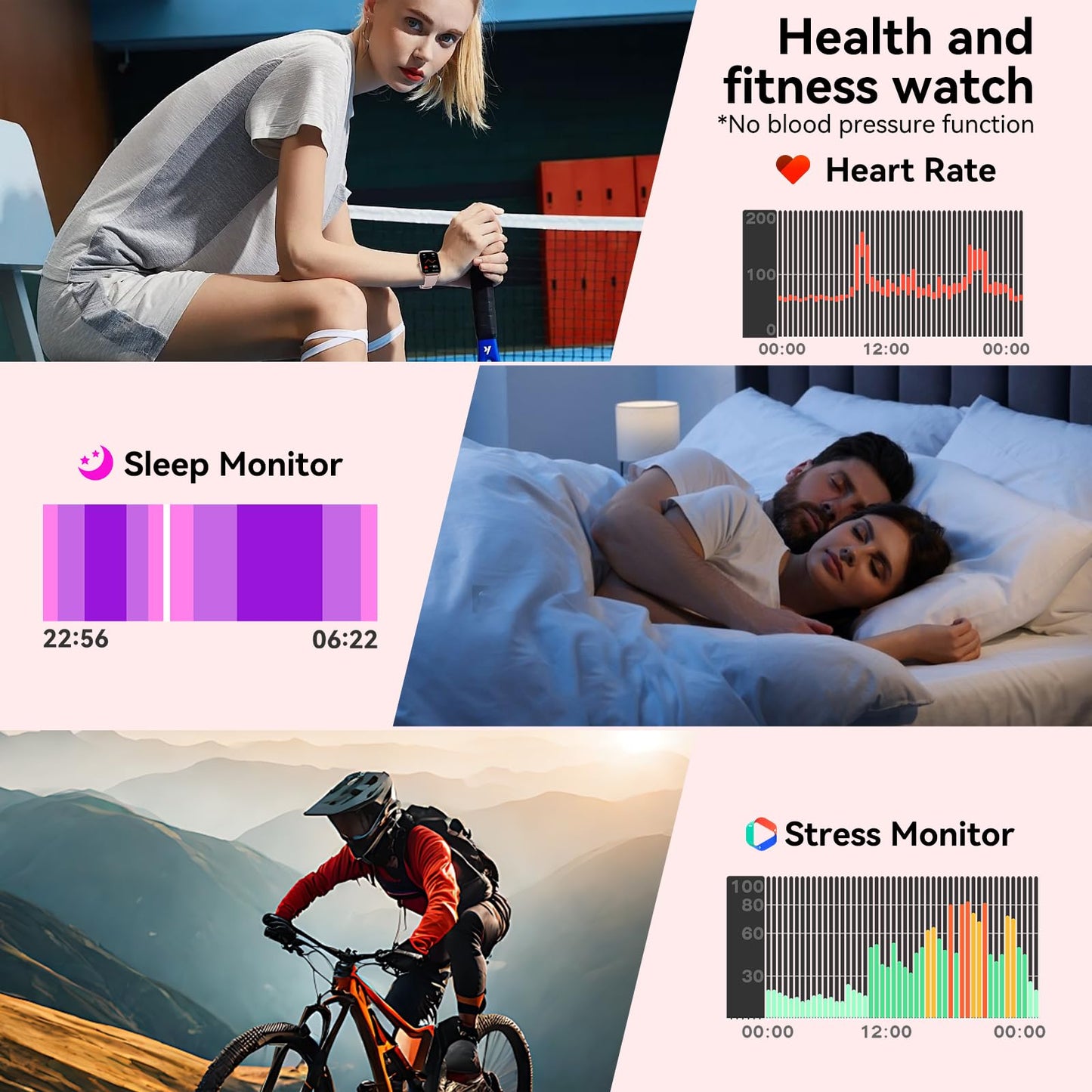 Jacoosa Smart Watch for Men Women, 1.83" HD Touchsreen, Bluetooth Calling, 5 ATM Water-Resistance, 130+ Sports Modes, Health, Fitness & Sleep Tracker, Timer, Fitness Watch for Android/iOS, Pink