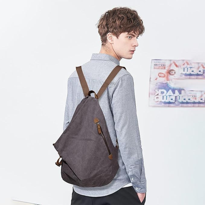 KL928 Canvas Vintage Backpack – Large Casual Daypack Outdoor Travel Rucksack Hiking Backpacks for Men Women