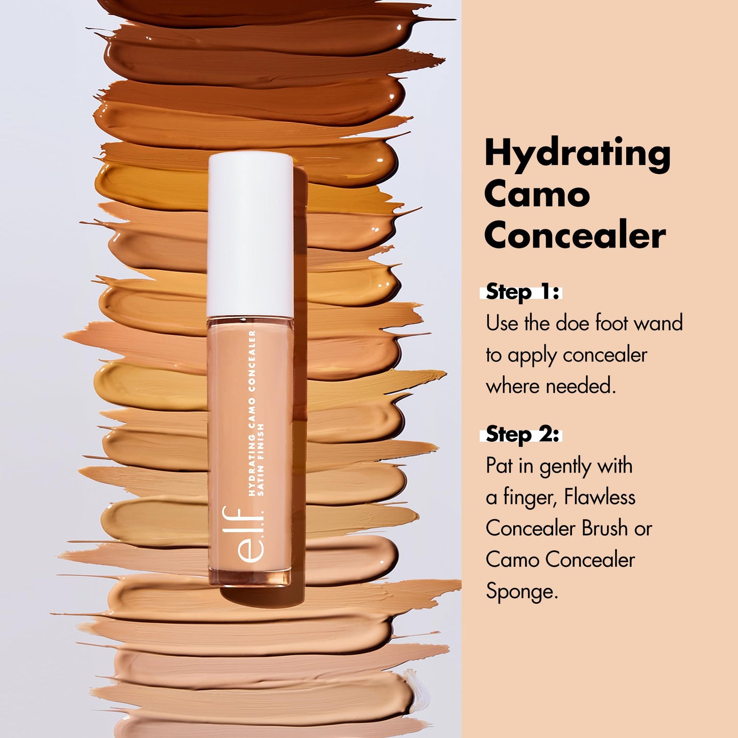 e.l.f. Hydrating Camo Concealer, Covers Blemishes & Under-Eye Circles, Full-Coverage & Delivers A Satin Finish, Vegan & Cruelty-Free, Medium Sand