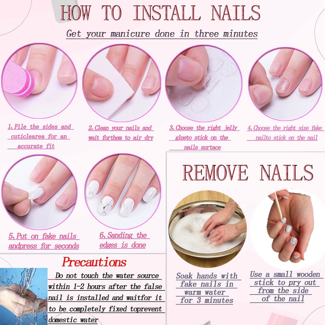 RUOKEXIN Square Press on Nails Long Fake Nails French Tip False Nails with 3D Bow Designs Long Nail Press ons Sparkly Artificial Nails Rhinestones Glue on Nails Cute Stick on Nails for Women 24Pcs