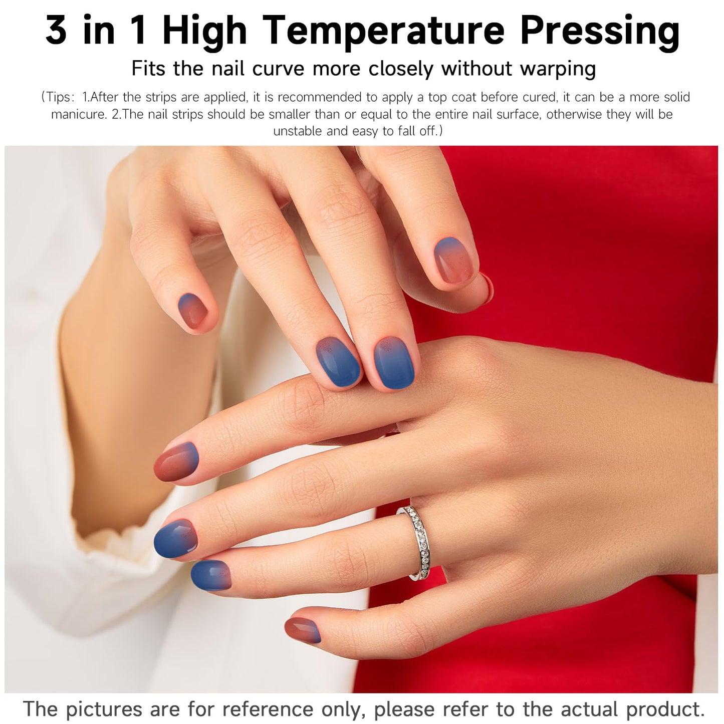 DUKASOU Semi Cured Gel Nail Strips for Christmas, 28 pcs Gel Nail Strips Work with Any UV Lamp, Long Lasting Gel Nail Stickers Full Nail Wraps, Salon Quality, Easy to Apply (Sunset)