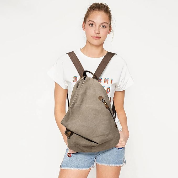 KL928 Canvas Vintage Backpack – Large Casual Daypack Outdoor Travel Rucksack Hiking Backpacks for Men Women