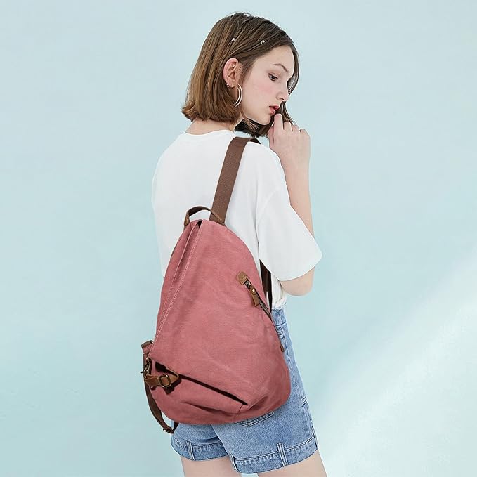 KL928 Canvas Vintage Backpack – Large Casual Daypack Outdoor Travel Rucksack Hiking Backpacks for Men Women