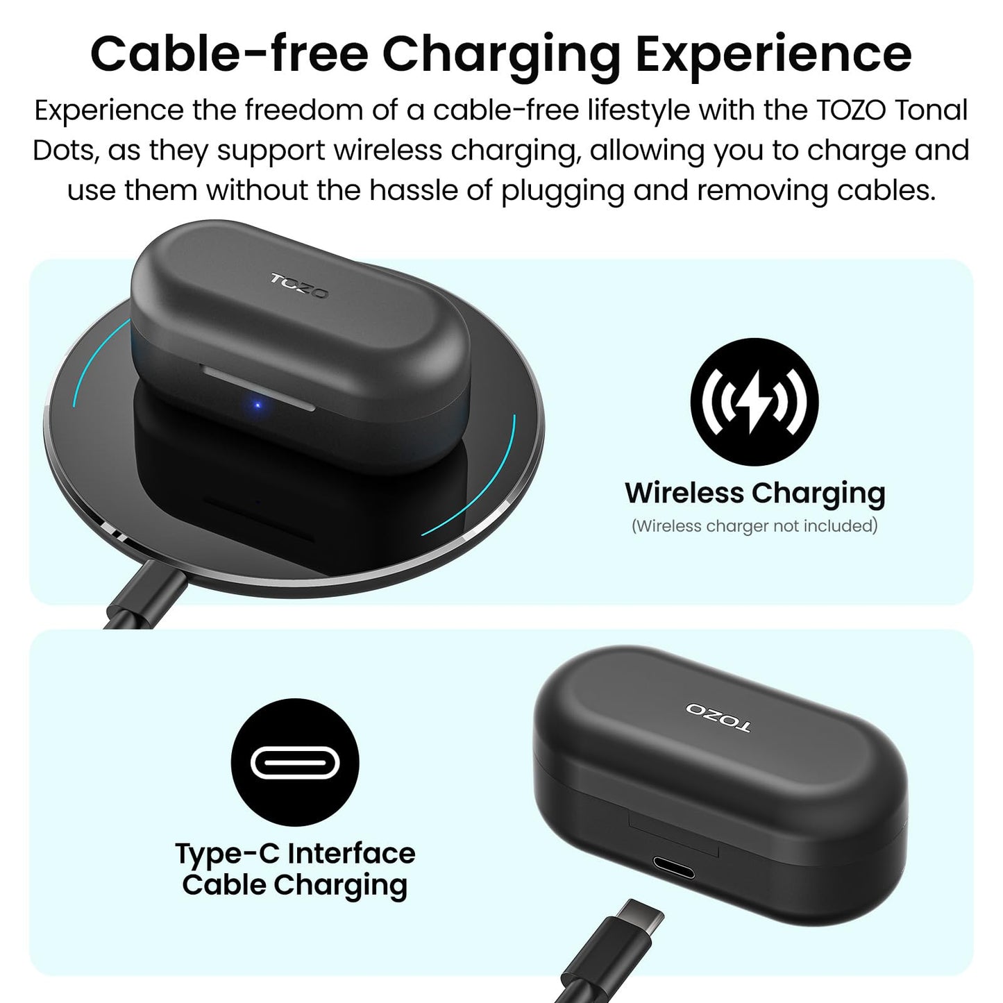 TOZO T12 Wireless Earbuds Bluetooth 5.3 Headphones, Call ENC Noise Cancelling Mic, 55Hrs Playtime App Customize EQ IPX8 Waterproof LED Digital Display Premium Sound Headset