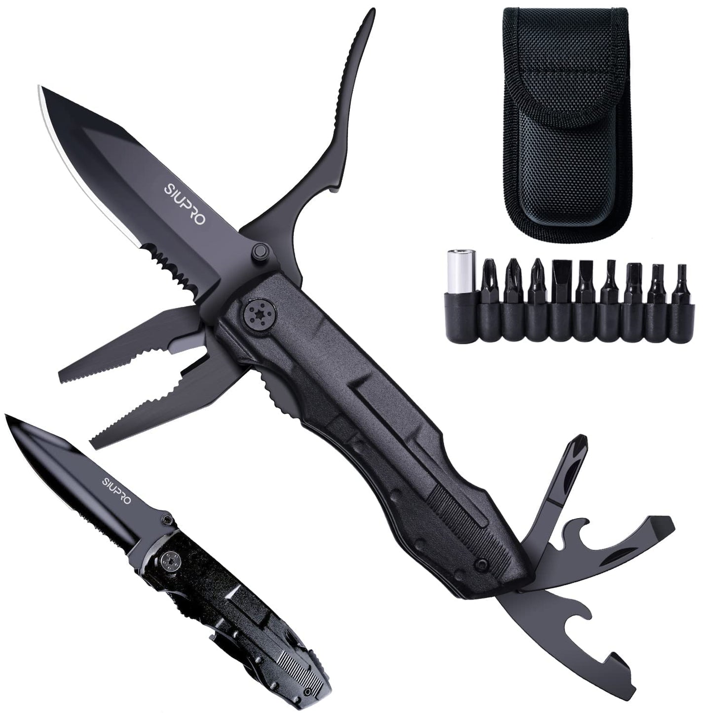 Multitool Pocket Knife for Men, Tactical Folding Multi Tool, Multipurpose Utility Plier Set, Camping, Survival, Hiking Gear, Screwdriver Kit, Mens Gifts Idea