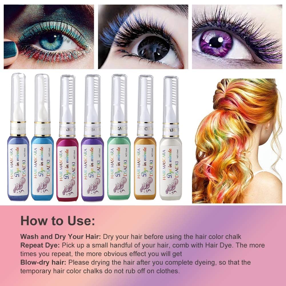 DSADKI Temporary Hair Color Mascara Washable Hair Dye Stick Non-toxic Instant Hair Chalk Dye for Girls Women (Purple)