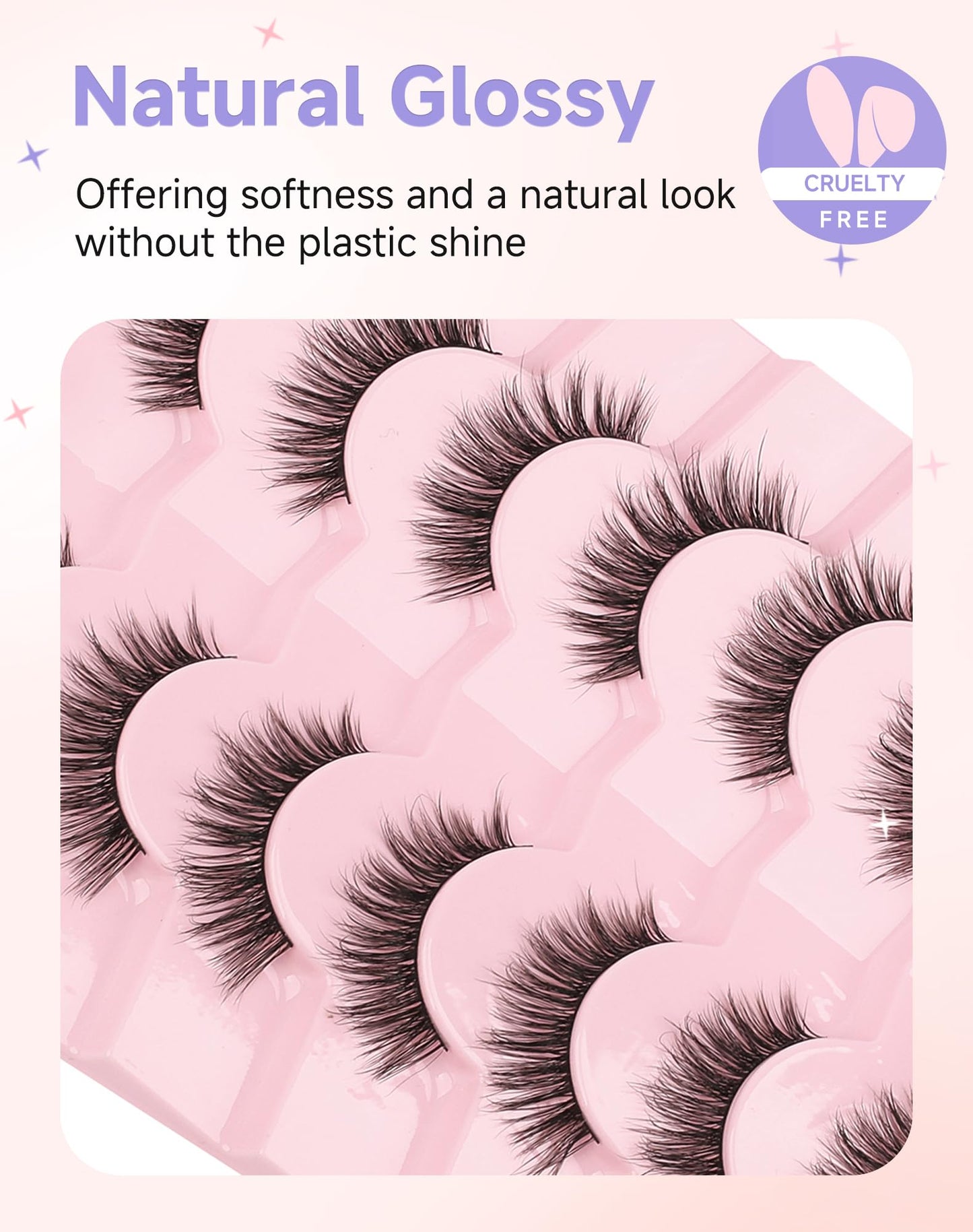 Easeful Natural Look Wispy Lashes Mink False Eyelashes C Curl Strip Lashes Pure-04