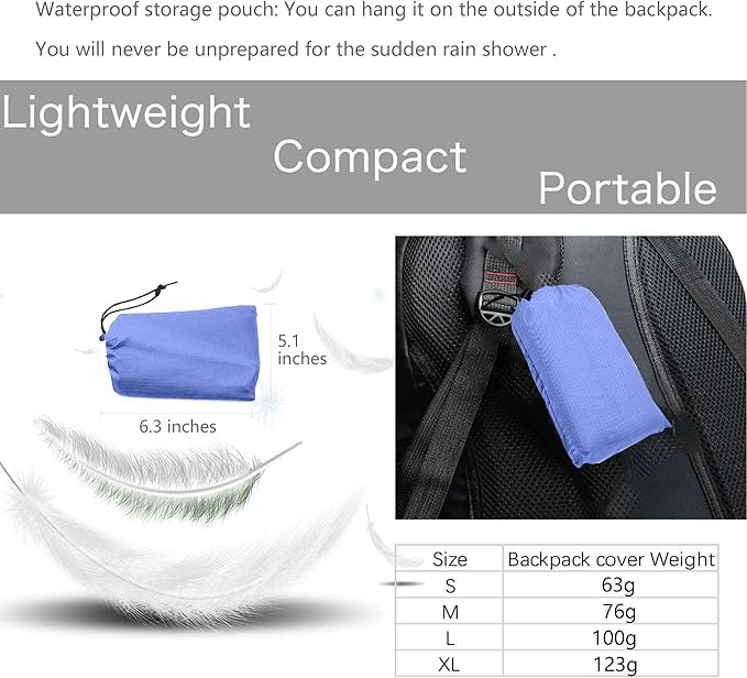 Waterproof Backpack Rain Cover,8000mm Waterproof Level,Upgraded with Reflective,Anti-Slip Cross Buckle Straps,Ultra-Strong Multilayer Structure for Hiking,Biking,Camping,Outdoor, Traveling