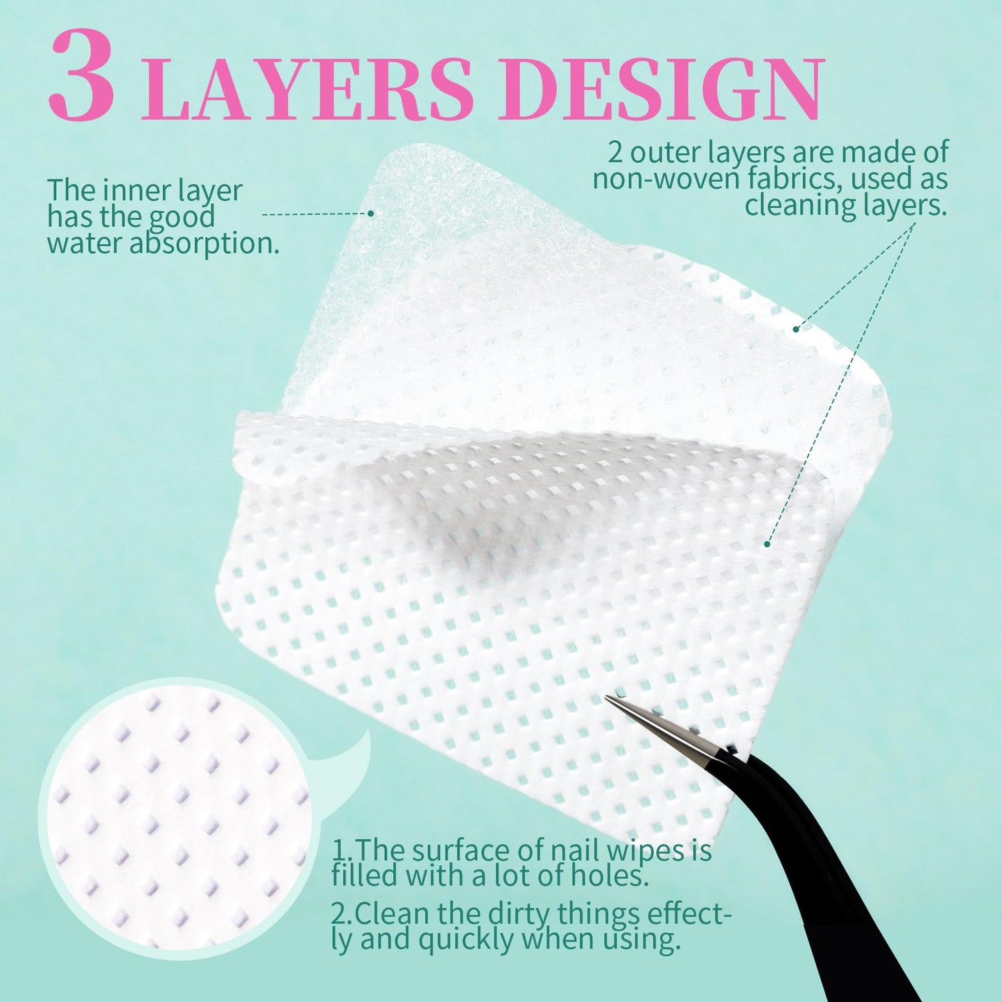 FANDAMEI Lint Free Nail Wipes, 740PCS Lint Free Wipes, White