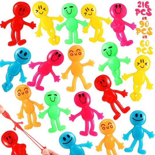 96 Pcs Stretchy Bendable Man, Treasure Box Toys for Classroom, Stretchable Smile Figures, Assorted Color Bendable Toys, Carnival Prizes Party Gift Bag Filler Birthday Party Gifts Stress Relief Toys