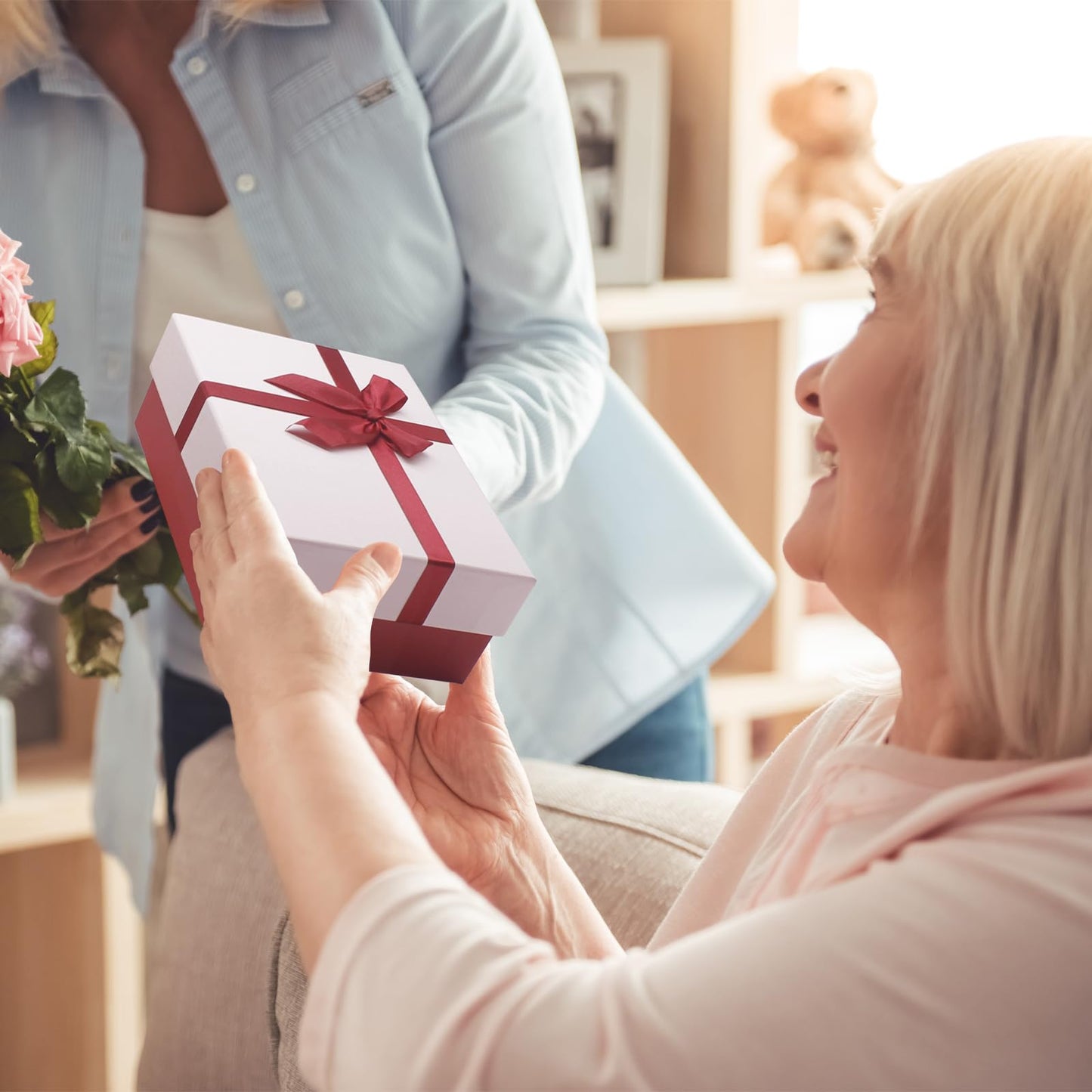 Eerbaier Gift Boxes with Lids for Presents, 5 Sizes Gift Wrap Boxes, Present Boxes for Weddings, Birthdays, and All Gift Giving Occasions(Red/White)