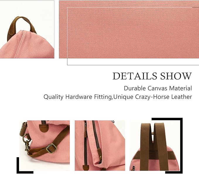 KL928 Canvas Vintage Backpack – Large Casual Daypack Outdoor Travel Rucksack Hiking Backpacks for Men Women