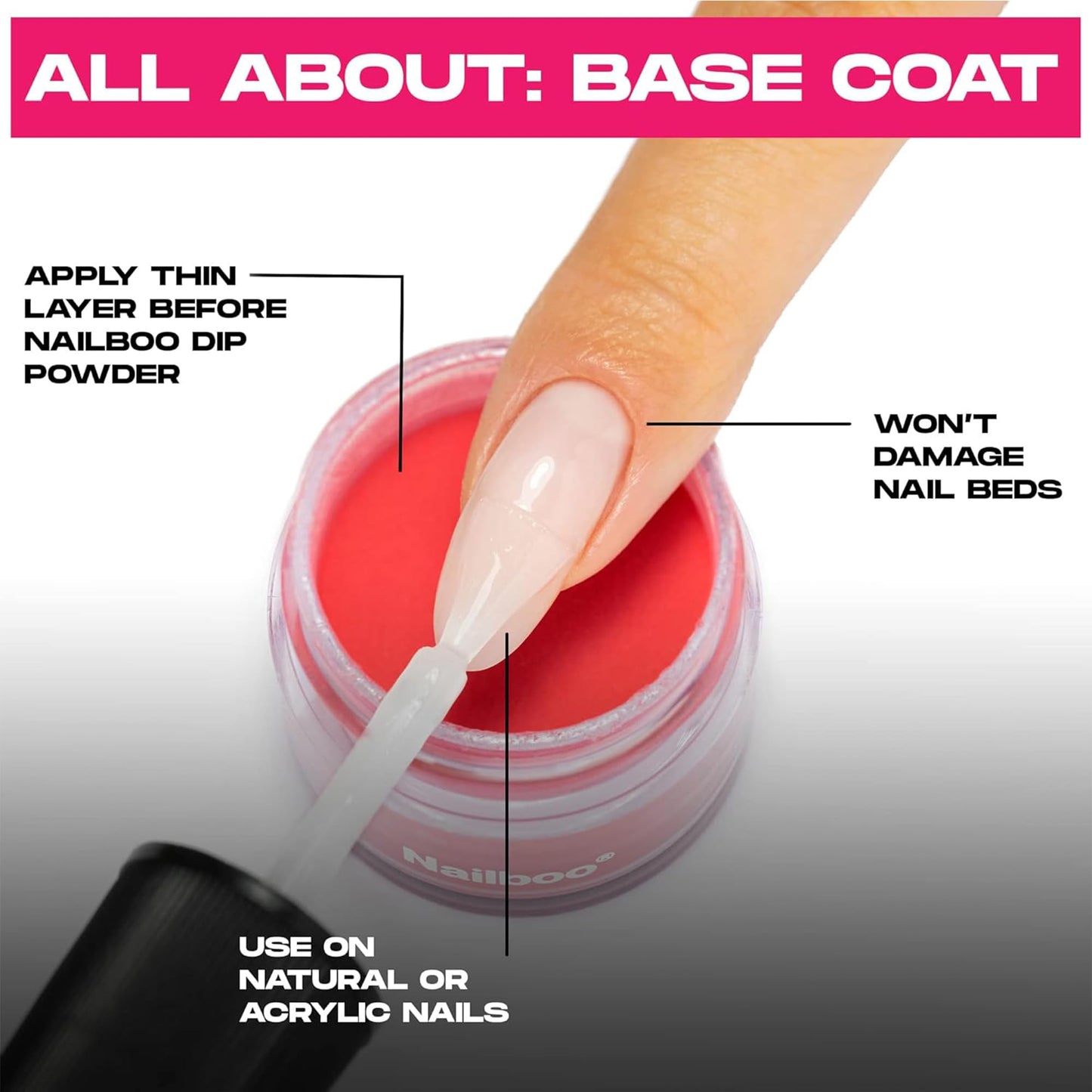 Nailboo Dip Powder Essential Liquid, Base Coat for Nail Dip Powder, DIY At Home Manicure, No UV Lamp Needed, For Beginners & Professionals, 0.5 Fl Oz (1 Pack)