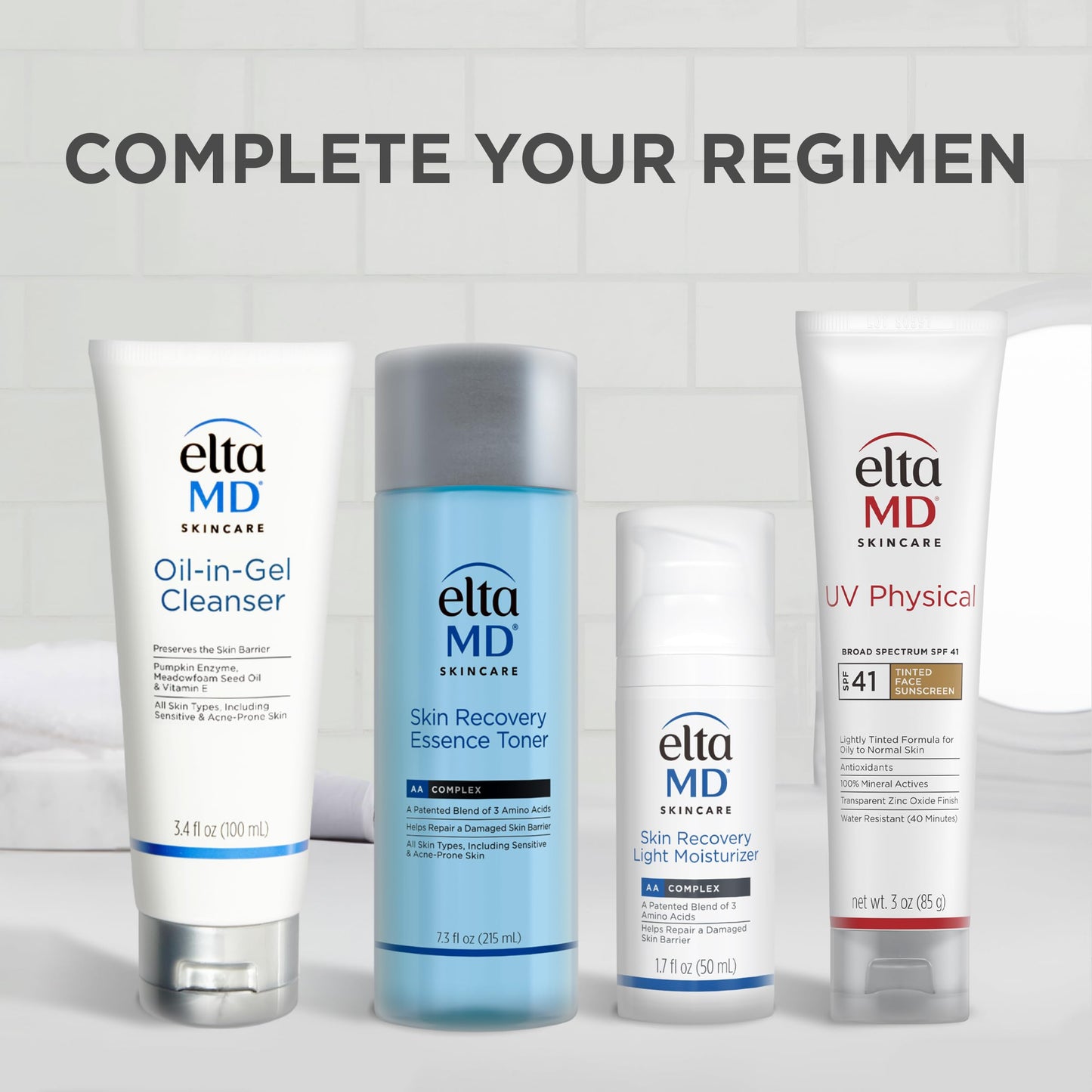 EltaMD UV Physical Tinted Mineral Sunscreen for Face - SPF 41 Tinted Sunscreen for Face, 100% Mineral Actives for Sensitive Skin, 3.0 oz Tube